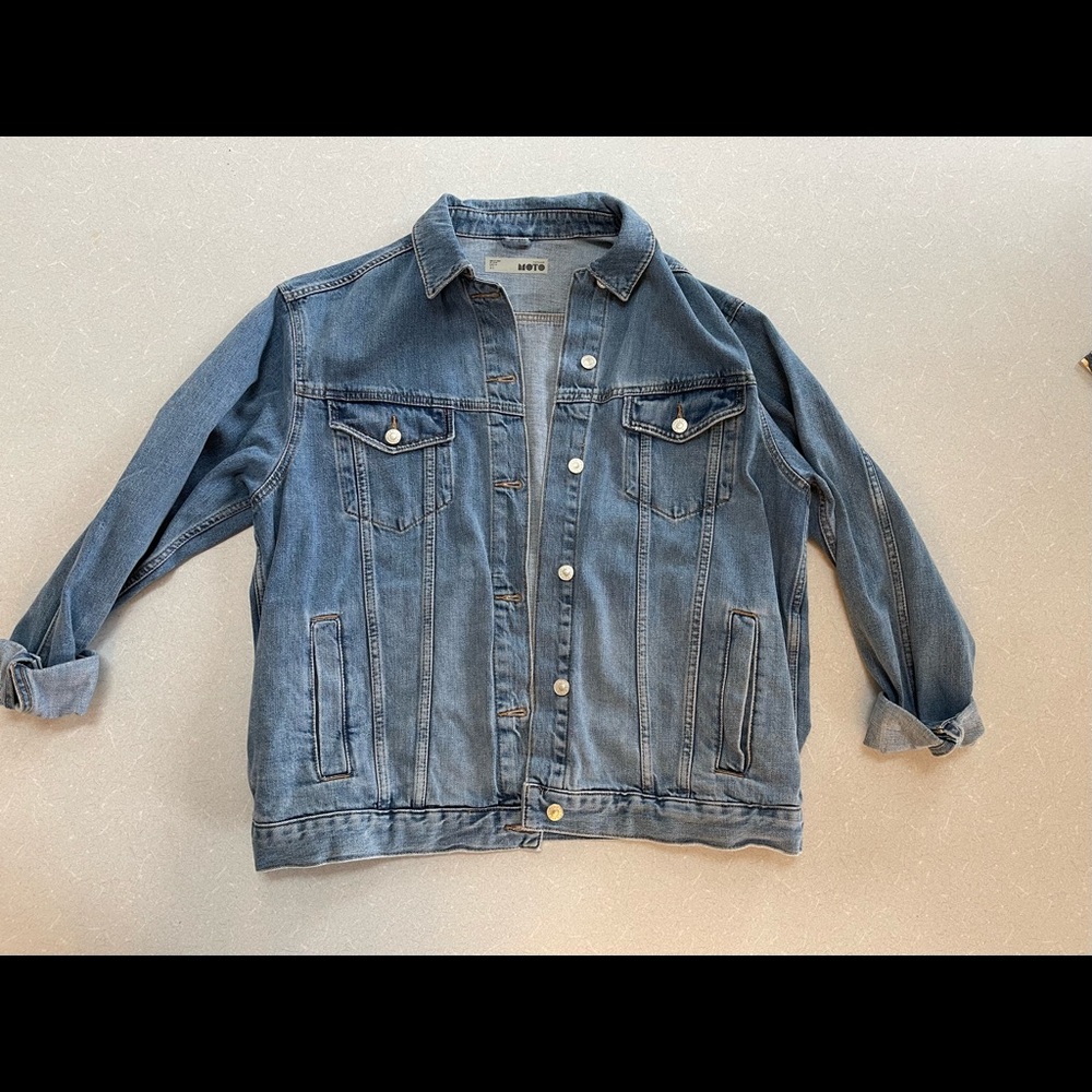 Topshop Moto Oversized Denim Jacket sz 12